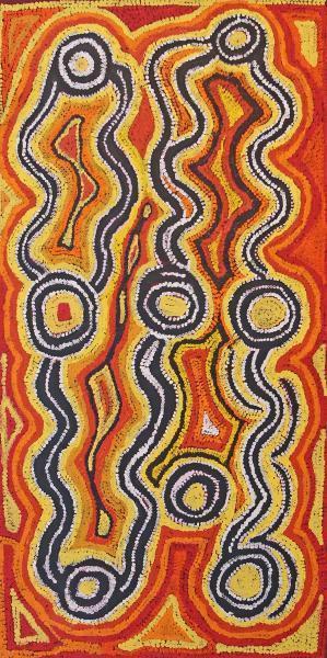 Water DreamingOriginal Aboriginal ArtBessie Nakamarra Sims (1930s-2012)Boomerang Art