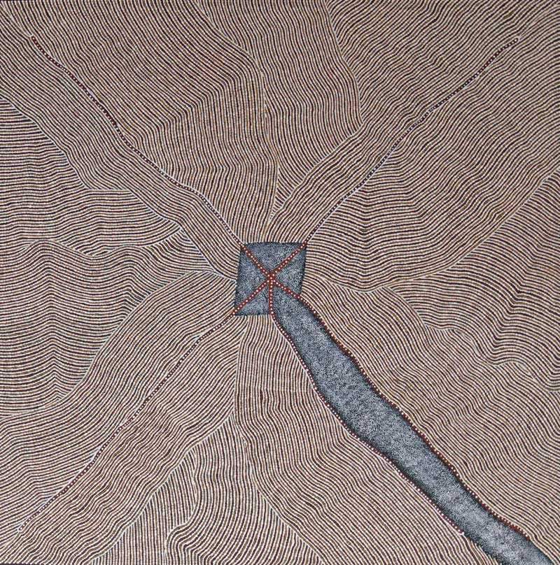 Mountain Devil Lizard DreamingOriginal Aboriginal ArtKathleen Petyarre (c.1938 to 2018)Boomerang Art