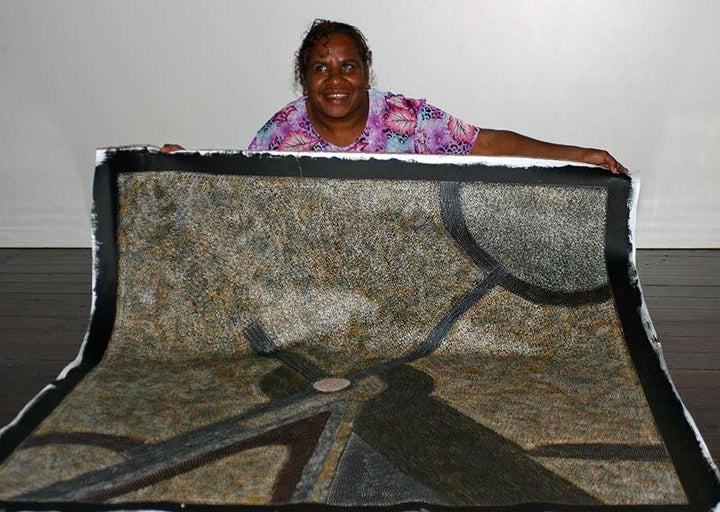 Bush HenOriginal Aboriginal ArtAbie Loy KemarreBoomerang Art
