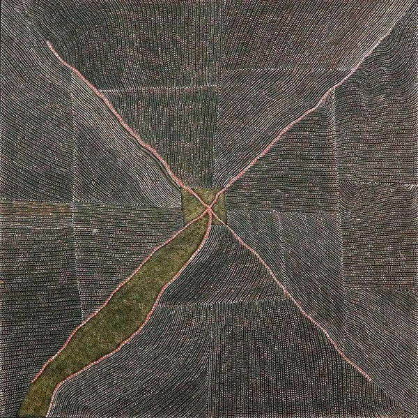 Mountain Devil Lizard DreamingOriginal Aboriginal ArtKathleen Petyarre (c.1938 to 2018)Boomerang Art