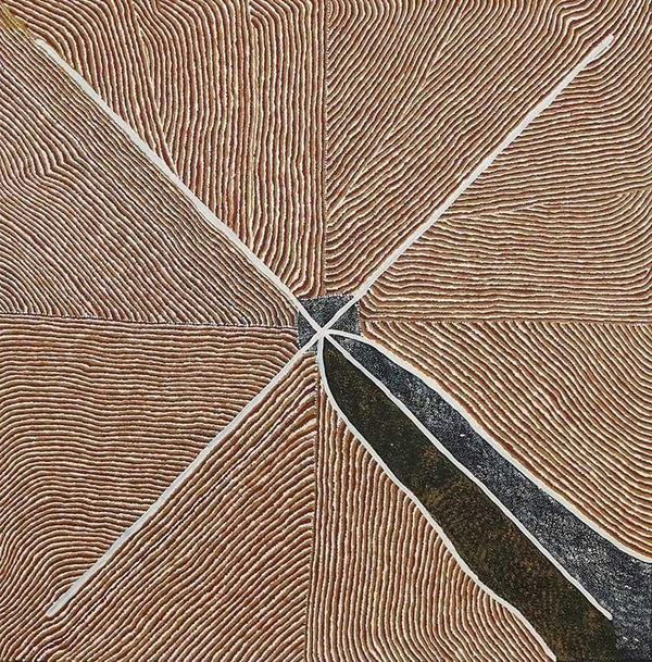Mountain Devil Lizard DreamingOriginal Aboriginal ArtKathleen Petyarre (c.1938 to 2018)Boomerang Art