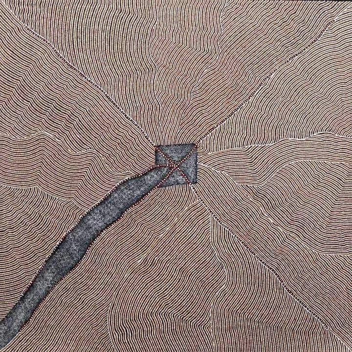 Mountain Devil Lizard DreamingOriginal Aboriginal ArtKathleen Petyarre (c.1938 to 2018)Boomerang Art