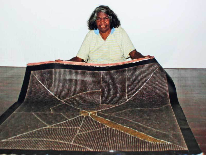 Mountain Devil Lizard DreamingOriginal Aboriginal ArtKathleen Petyarre (c.1938 to 2018)Boomerang Art