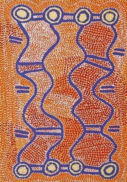 NGAPA TJUKURRPAOriginal Aboriginal ArtShorty Jangala Robertson (1925-2014)Boomerang Art