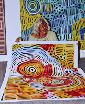 Awelye - Women's CeremonyOriginal Aboriginal PaintingMinnie Pwerle (1910-2006)Boomerang Art