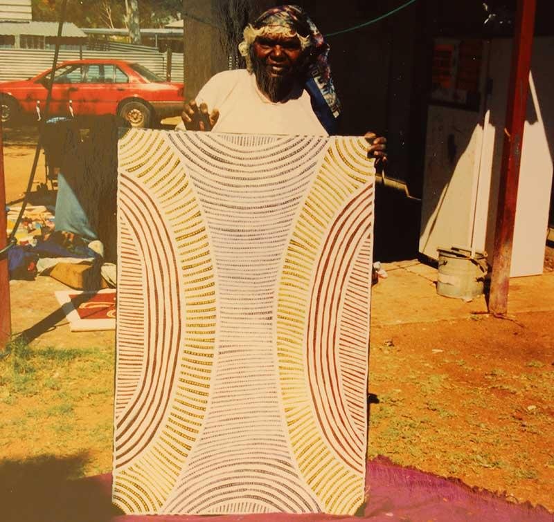 Awelye - Women's CeremonyOriginal Aboriginal ArtAda Bird Petyarre (1930-2009)Boomerang Art