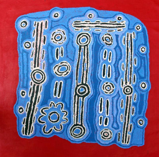 Water DreamingOriginal Aboriginal ArtBessie Nakamarra Sims (1930s-2012)Boomerang Art