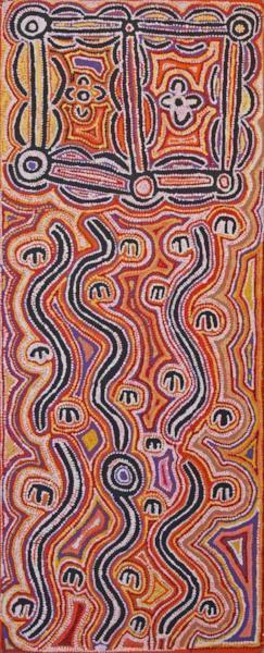 Water DreamingOriginal Aboriginal ArtBessie Nakamarra Sims (1930s-2012)Boomerang Art